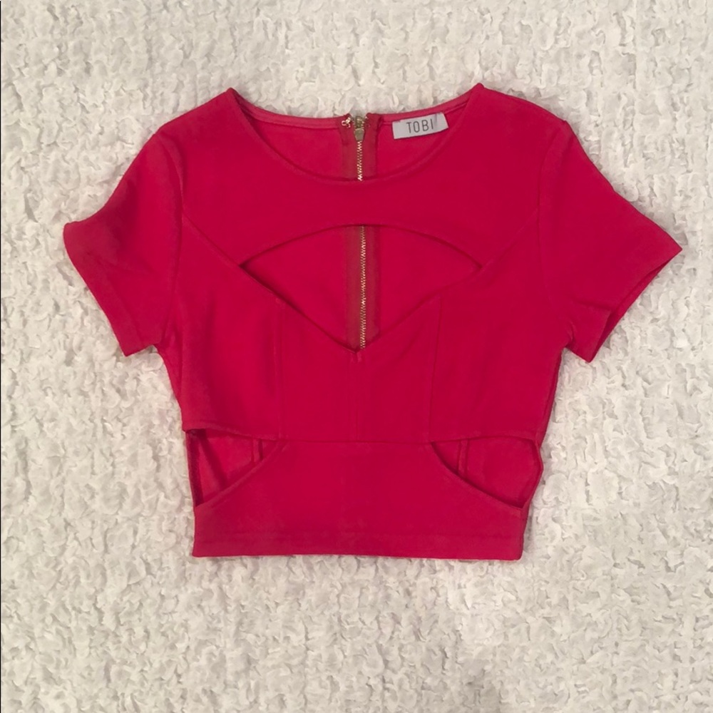 TOBI Magenta keyhole Crop top